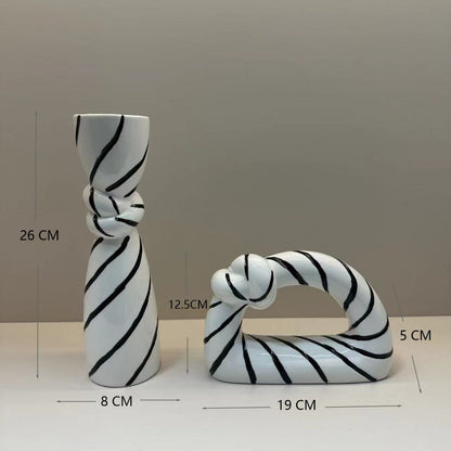 Set Design Infinity Knot - Vaso e Scultura Moderna in Ceramica