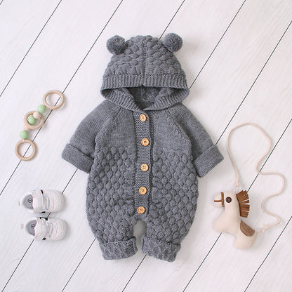 Knit Cozy – Tuta in Maglia Lavorata con Cappuccio Comfort (6-9 mesi, 9-12 mesi, 12-18 mesi, 24-36 mesi)