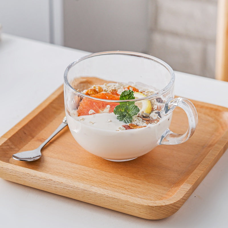 Glass Milk Bowl – Ciotola Grande in Vetro con Coperchio e Cucchiaio