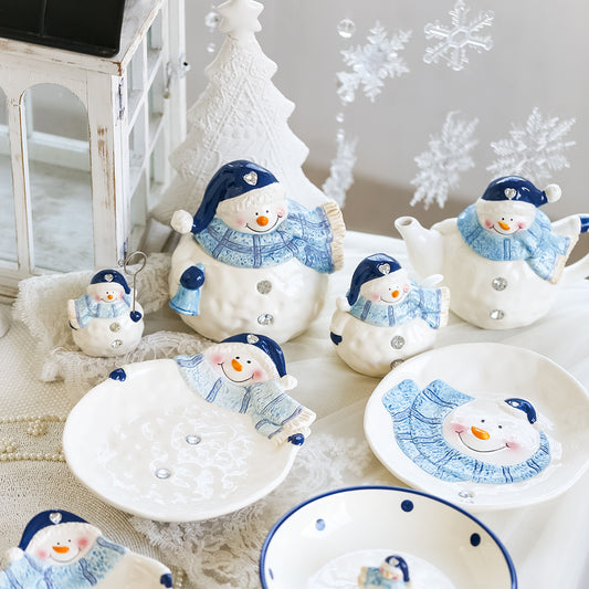 Xmas Snowman Set – Stoviglie Natalizie a Forma di Pupazzo di Neve