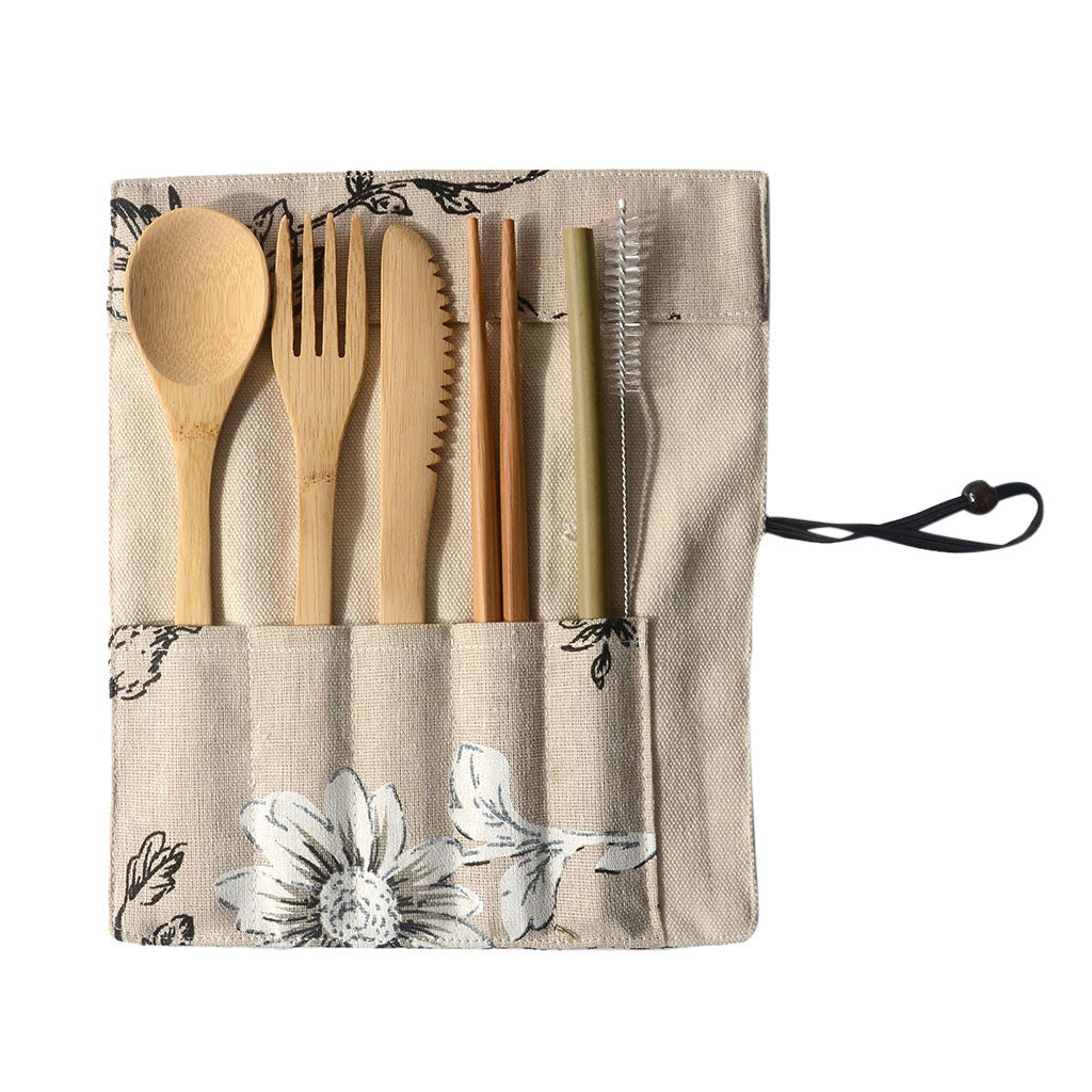 Eco-Bamboo - Set Posate da Viaggio 6 Pezzi