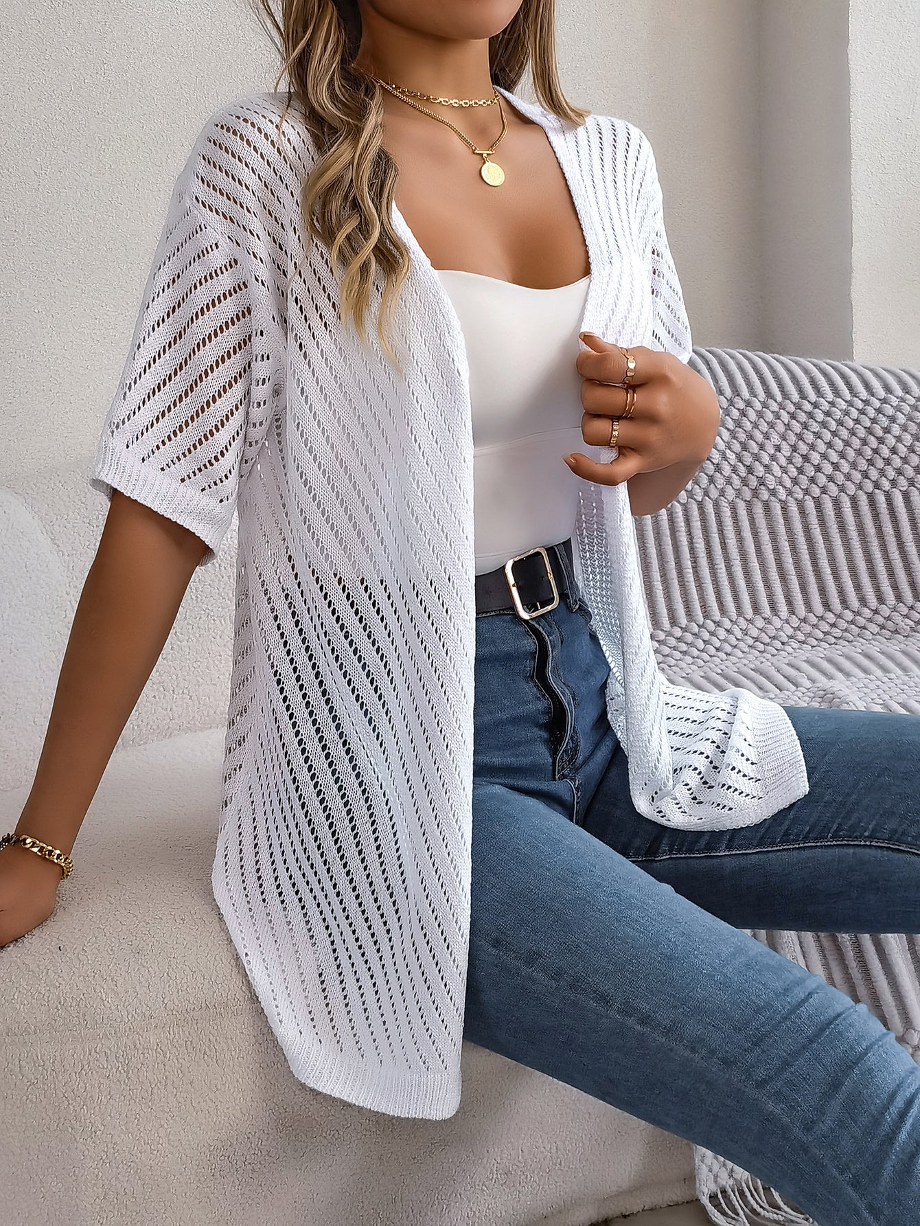 Cardigan Righe Verticali Traforate (S-2XL)