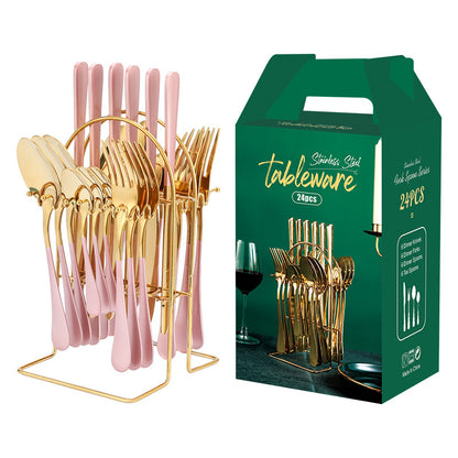 Chroma Luxe - Set Posate 24 Pezzi in Acciaio e Smalto