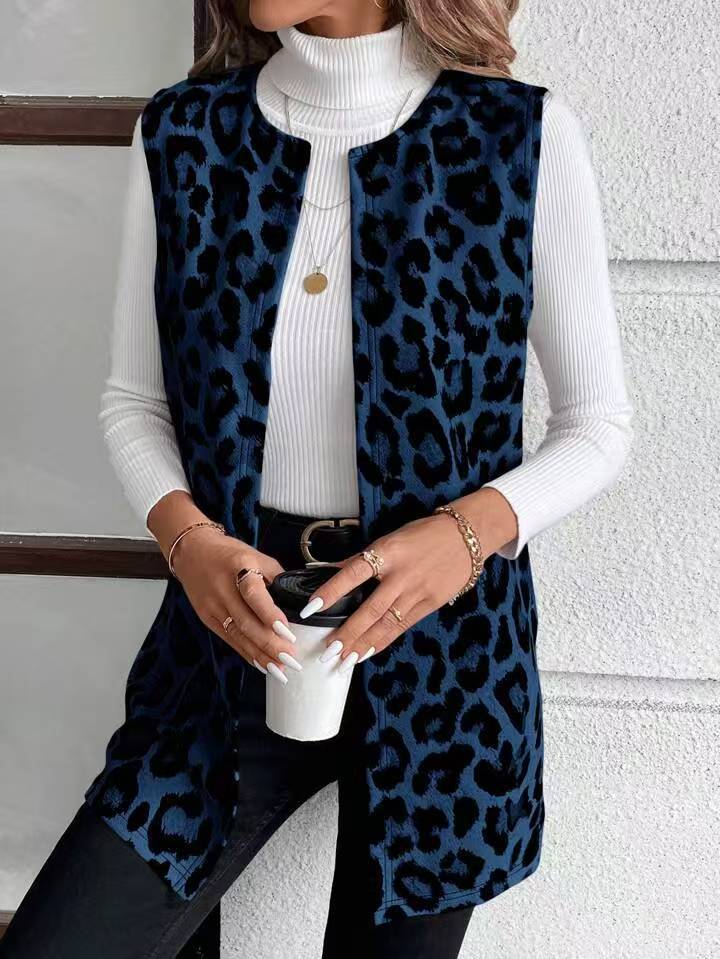 Giacca Casual Stampa Leopardata (S-2XL)