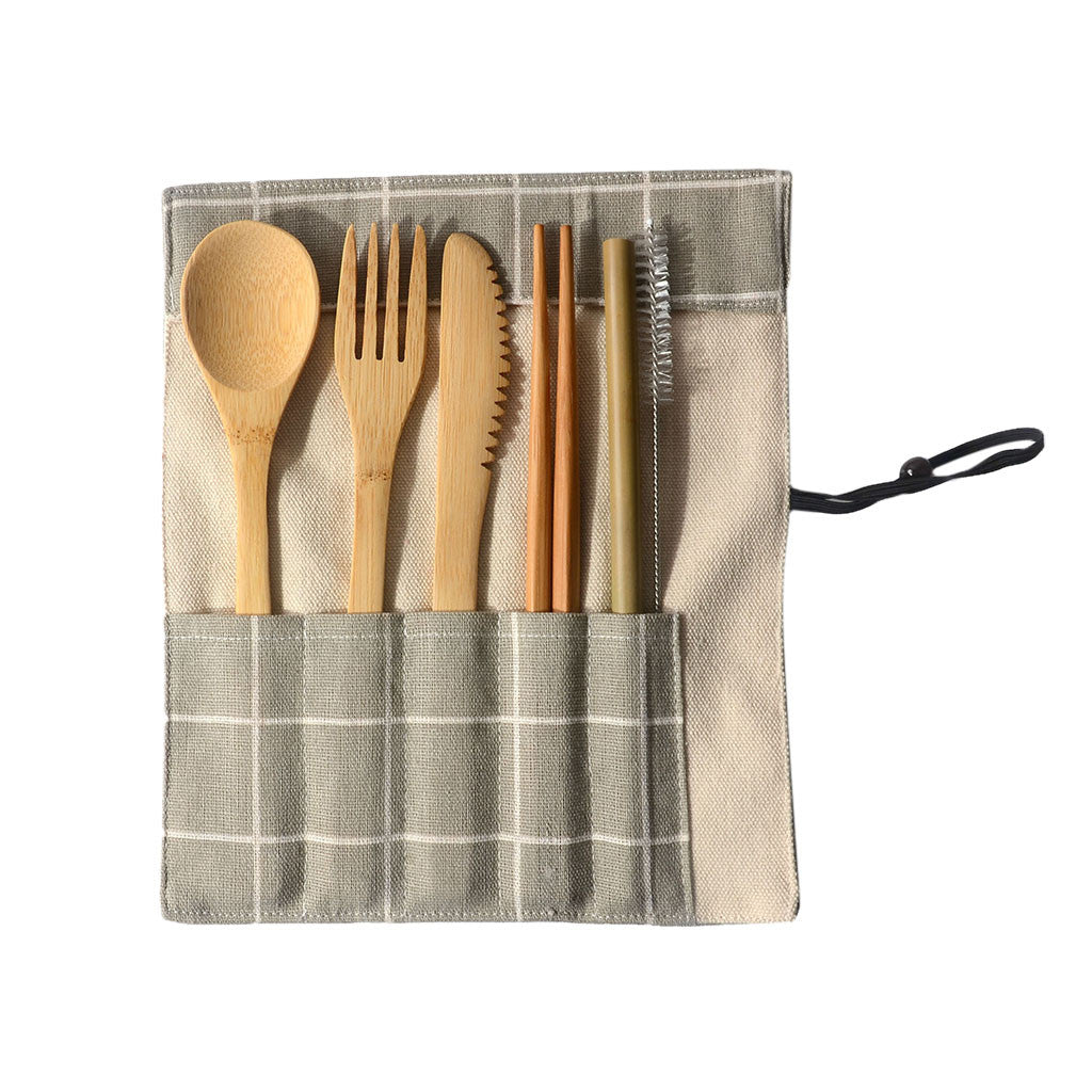 Eco-Bamboo - Set Posate da Viaggio 6 Pezzi