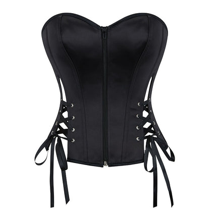 Top Corsetto Nero con Cinturino e Cerniera (XS-2XL)