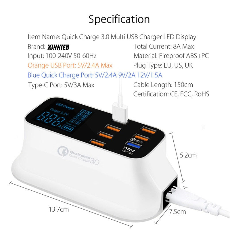 Smart-Hub USB: Quick Charge 3.0 Intelligent