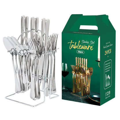 Chroma Luxe - Set Posate 24 Pezzi in Acciaio e Smalto