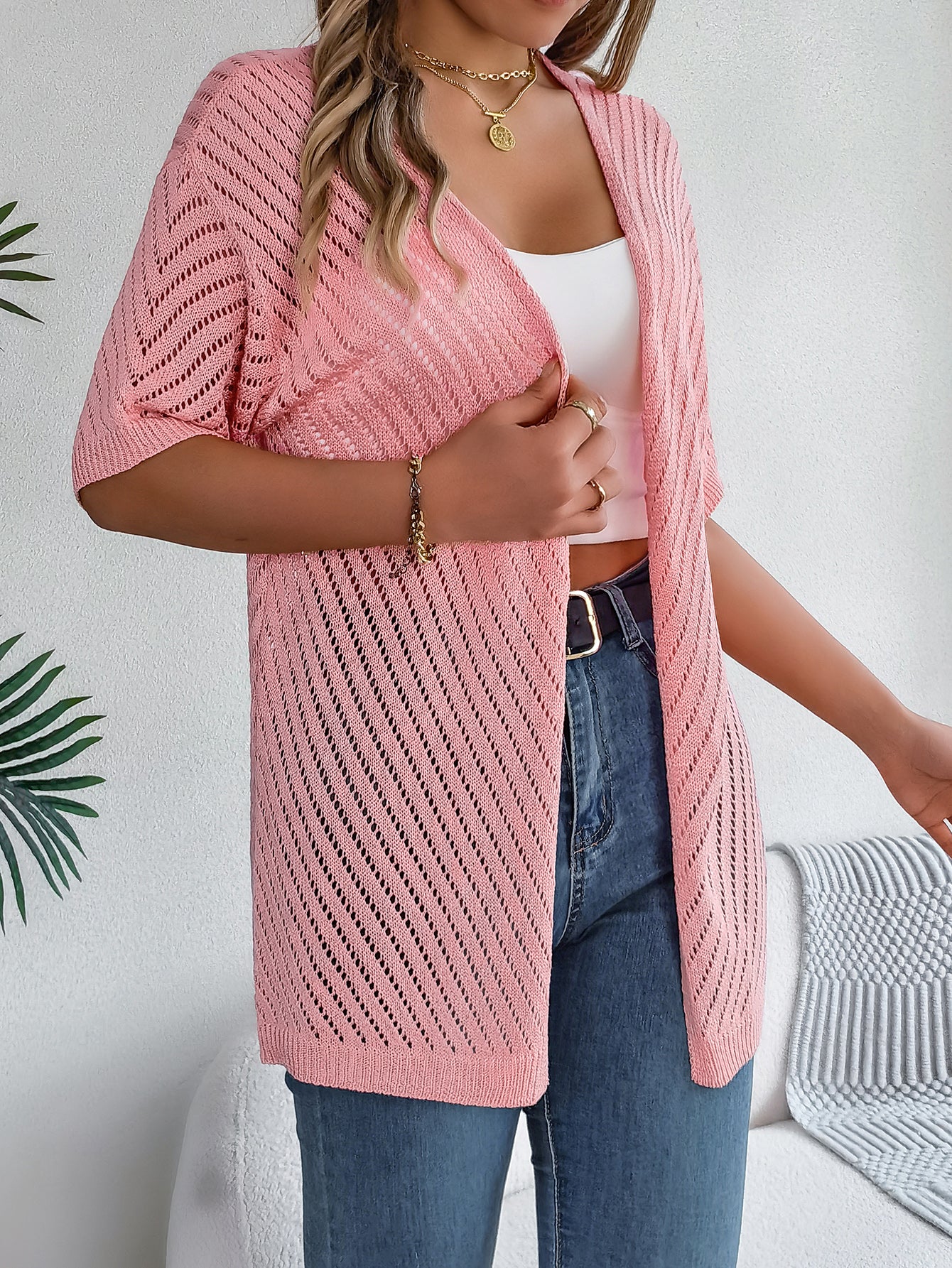 Cardigan Righe Verticali Traforate (S-2XL)