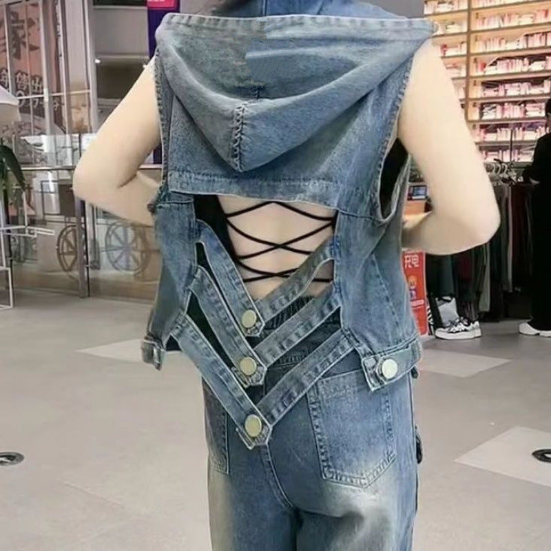 Gilet Jeans Minimalista Backless (M-4XL)