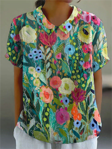 Top Stampa Floreale Maniche Corte Casual (S-5XL)