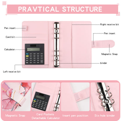 Business Planner A6 in Pelle (6 Fori + Calcolatrice)