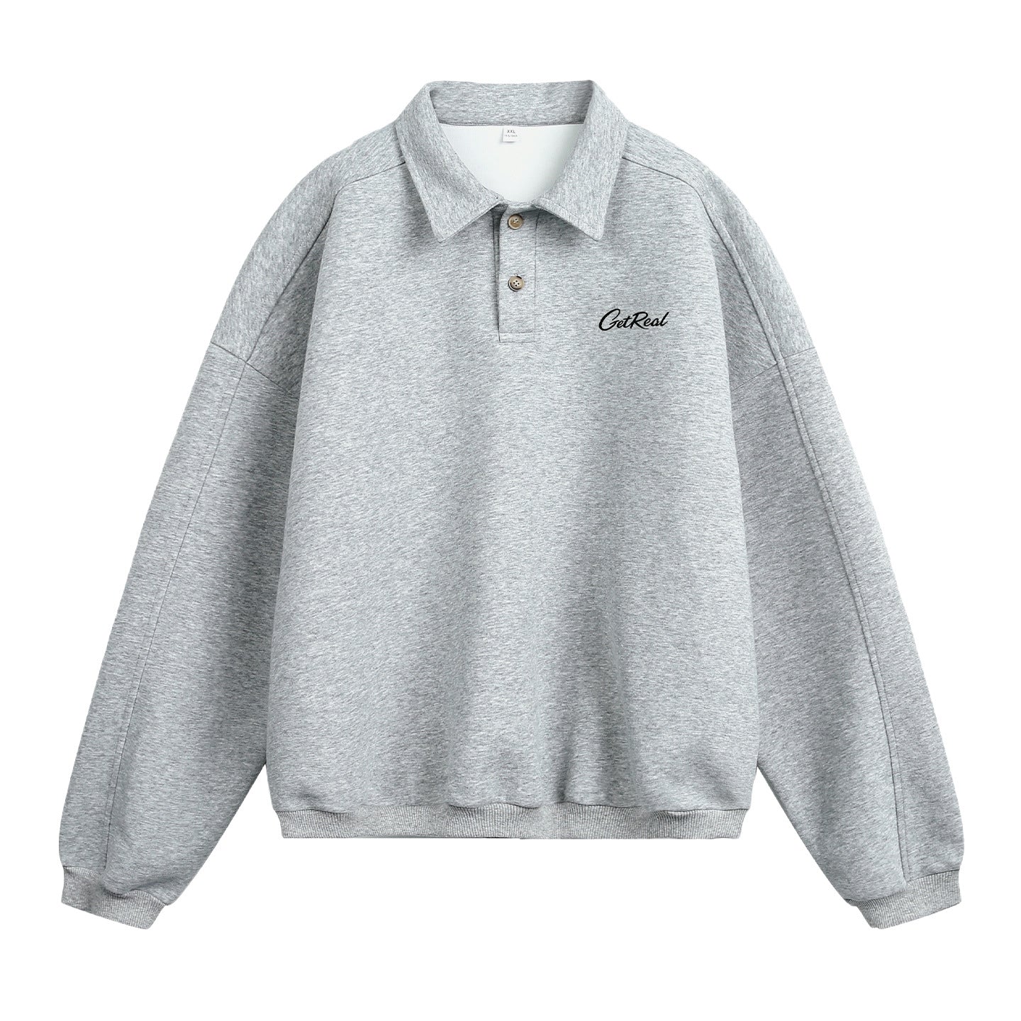 Felpa - Polo Retro Button – Felpa con Scollo a Bottoni e Maniche Lunghe (M-2XL)