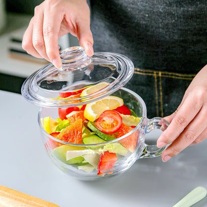 Glass Milk Bowl – Ciotola Grande in Vetro con Coperchio e Cucchiaio