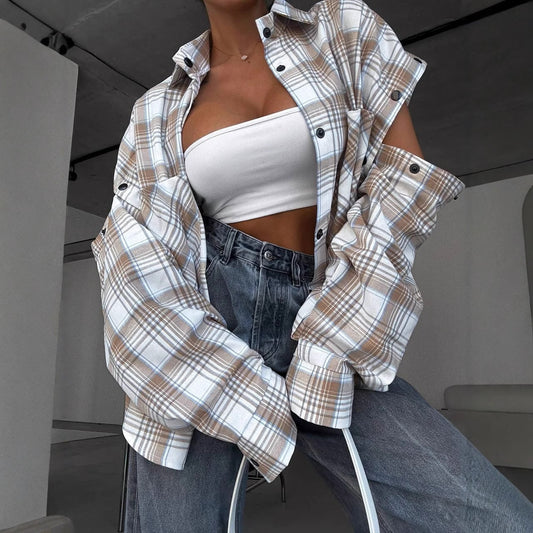 Camicia Maniche Staccabili Stile Retrò (S-4XL)