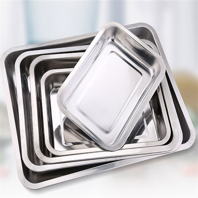 Steel Deep Tray Set – Vassoi Rettangolari Profondi in Acciaio per Barbecue e Forno