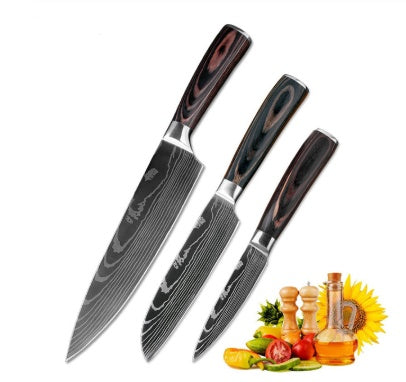 Collezione Coltelli Professionali 'Black Forest' - Acciaio Damascato Laser