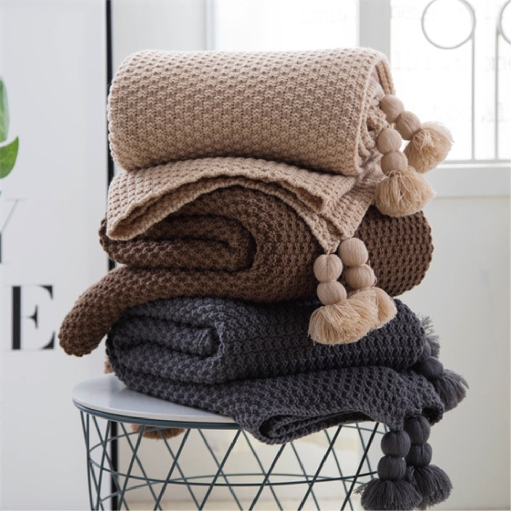 Coperta Nordica a Maglia con Frange