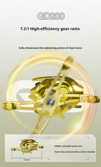 BILLINGS GD200 – Mulinello Casting Ultra-Long Distance – Elettroplaccato Oro, 7.2:1