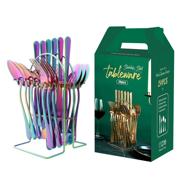 Chroma Luxe - Set Posate 24 Pezzi in Acciaio e Smalto
