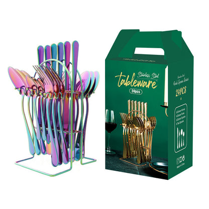 Chroma Luxe - Set Posate 24 Pezzi in Acciaio e Smalto