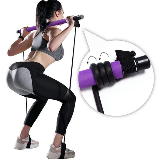 Pilates Stick – Barra Portatile con Elastici per Bodybuilding e Pilates