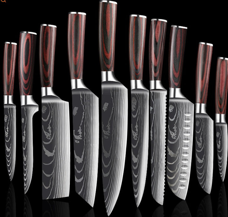 Collezione Coltelli Professionali 'Black Forest' - Acciaio Damascato Laser