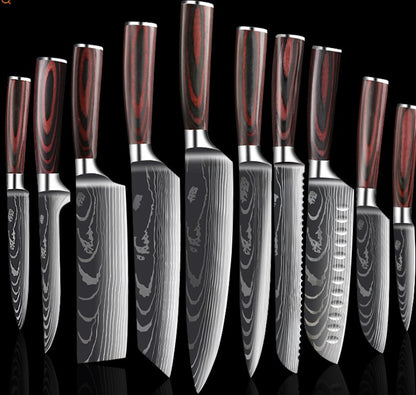 Collezione Coltelli Professionali 'Black Forest' - Acciaio Damascato Laser