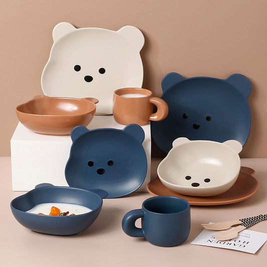 Cute Bear Plate – Piatto e Tazza a Forma di Orsetto Cartoon