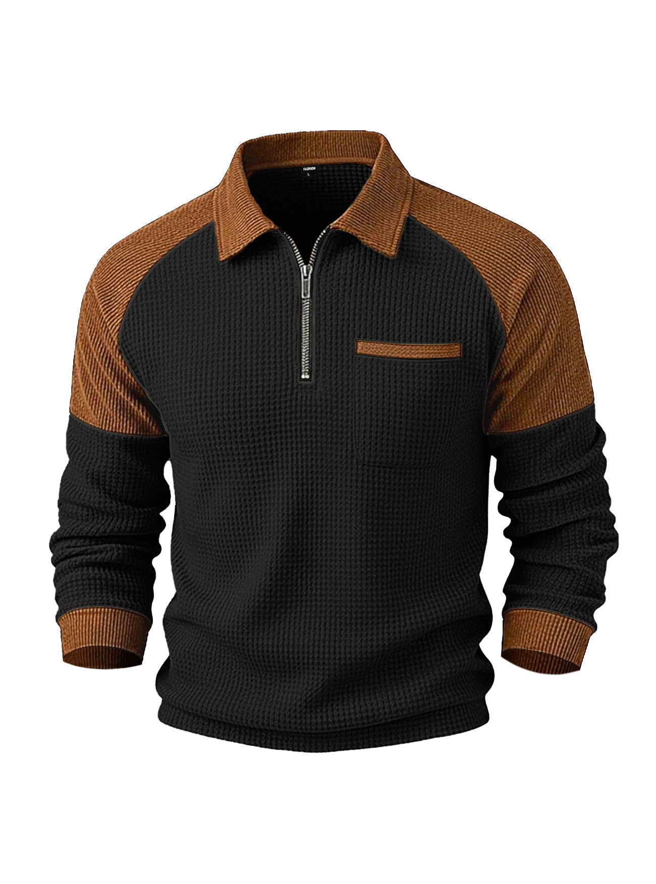 Polo Honey-Grid – Felpa Casual con Colletto a Mezza Zip e Trama a Nido d'Ape (S-3XL)