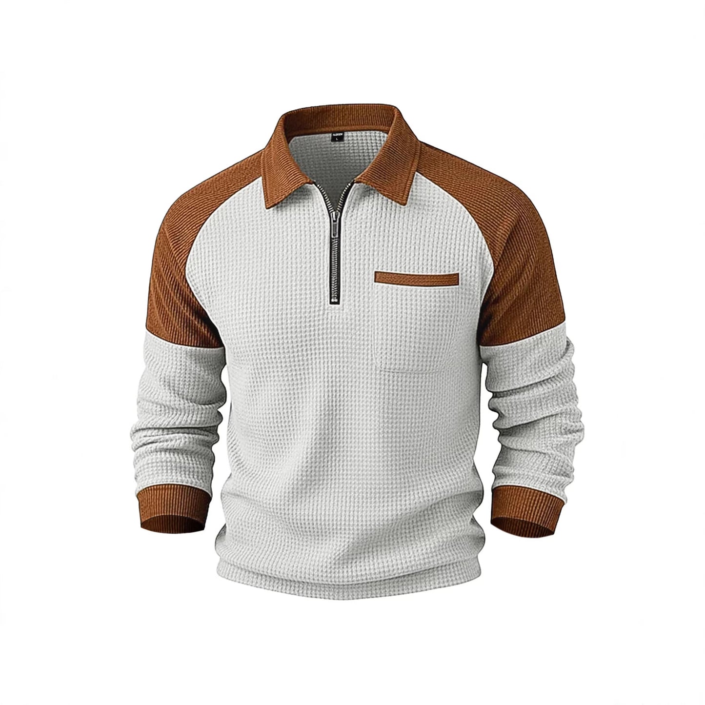 Polo Honey-Grid – Felpa Casual con Colletto a Mezza Zip e Trama a Nido d'Ape (S-3XL)