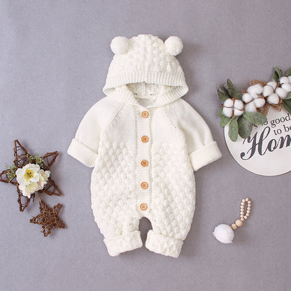 Knit Cozy – Tuta in Maglia Lavorata con Cappuccio Comfort (6-9 mesi, 9-12 mesi, 12-18 mesi, 24-36 mesi)