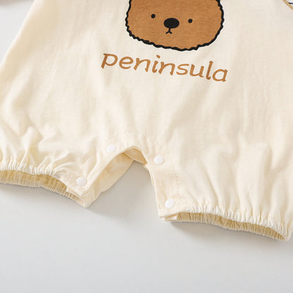 Beary Cute – Salopette Tutto-in-Uno con Stampa Orsetto Cartoon (6-9 mesi, 9-12 mesi, 12-18 mesi, 24-36 mesi)