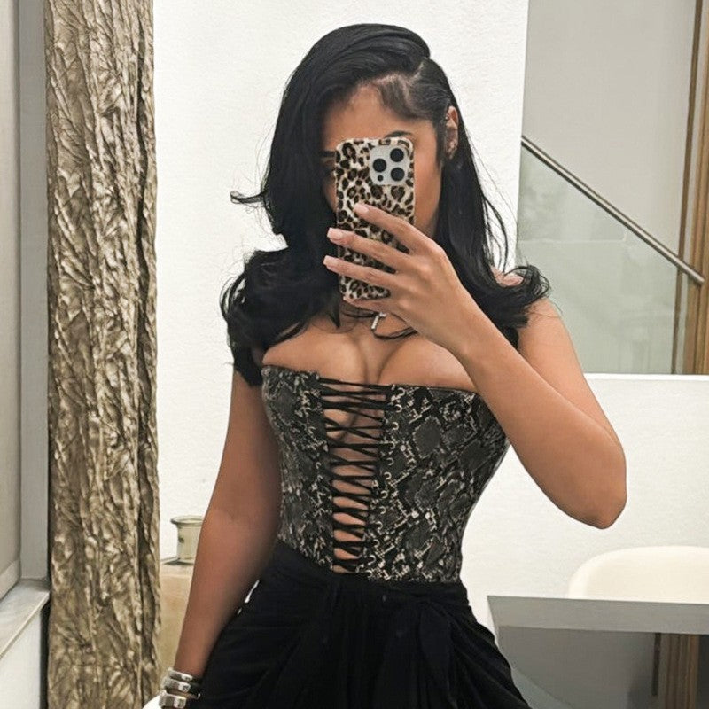 Top Corsetto Poliestere Pitonata (S-L)