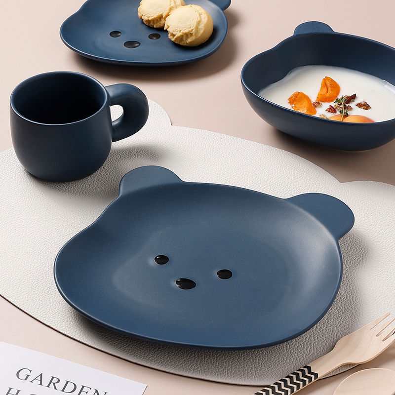 Cute Bear Plate – Piatto e Tazza a Forma di Orsetto Cartoon