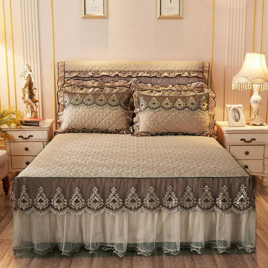 Gonna Letto Elegante con Bordi in Pizzo