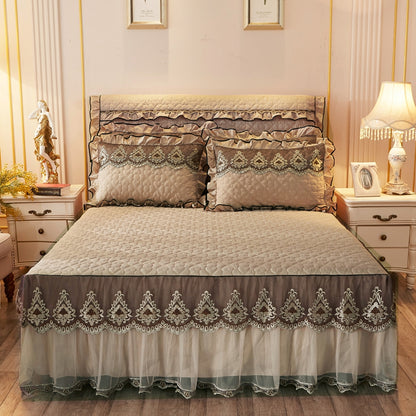 Gonna Letto Elegante con Bordi in Pizzo