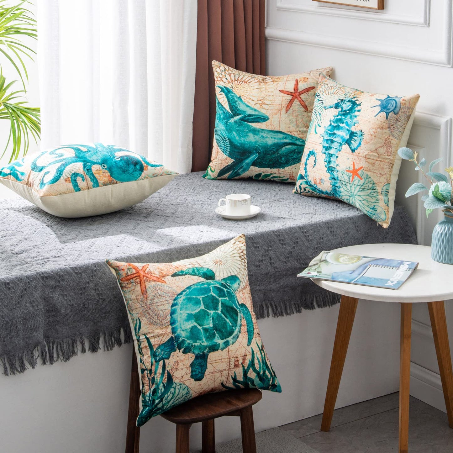 Ocean Turtle Print – Federa Decorativa con Stampa Tartaruga Marina