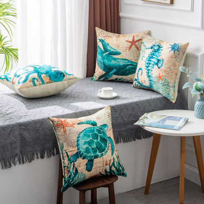 Ocean Turtle Print – Federa Decorativa con Stampa Tartaruga Marina