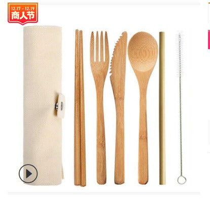 Eco-Bamboo - Set Posate da Viaggio 6 Pezzi