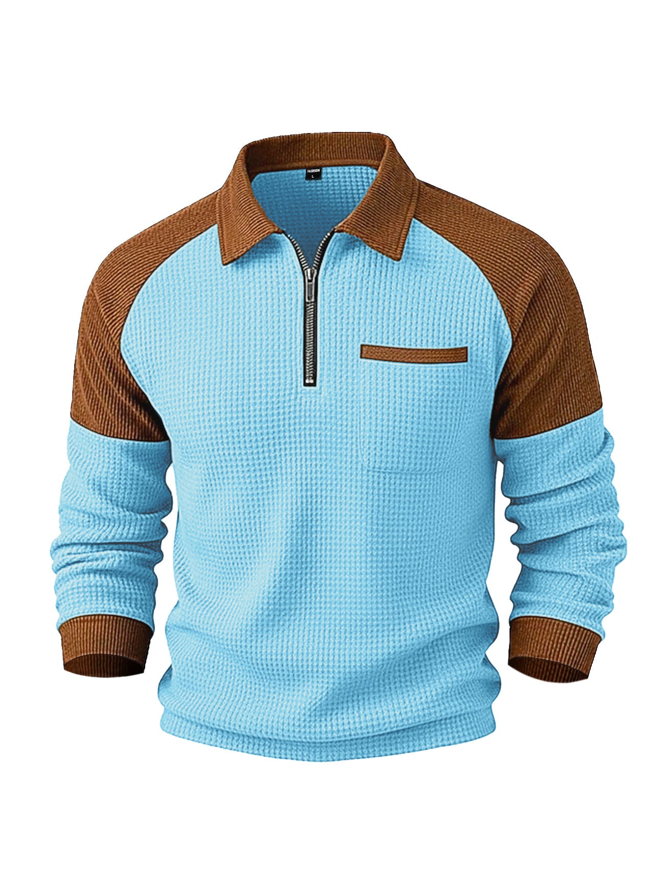 Polo Honey-Grid – Felpa Casual con Colletto a Mezza Zip e Trama a Nido d'Ape (S-3XL)