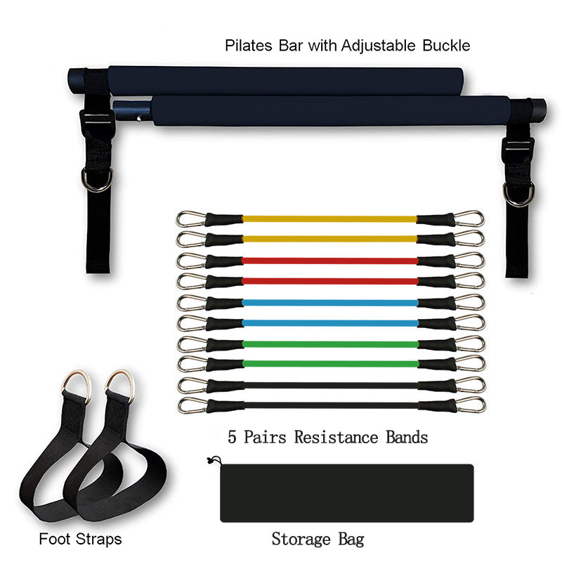 Pilates Stick – Barra Portatile con Elastici per Bodybuilding e Pilates