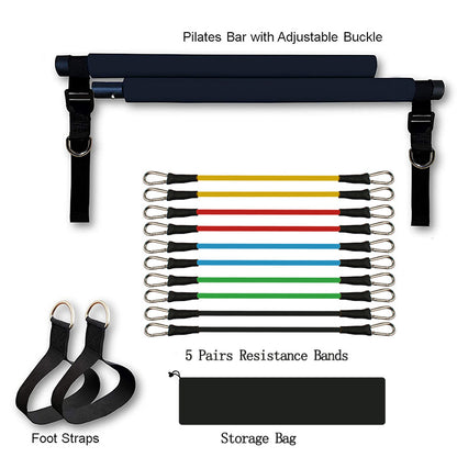 Pilates Stick – Barra Portatile con Elastici per Bodybuilding e Pilates