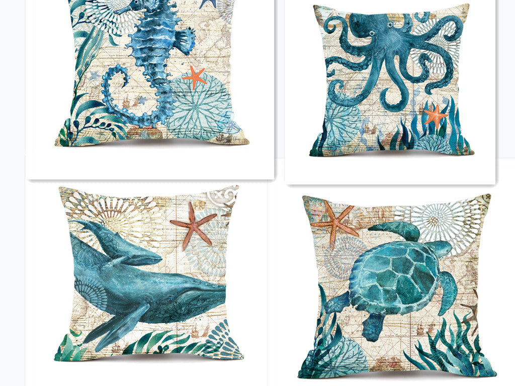 Ocean Turtle Print – Federa Decorativa con Stampa Tartaruga Marina