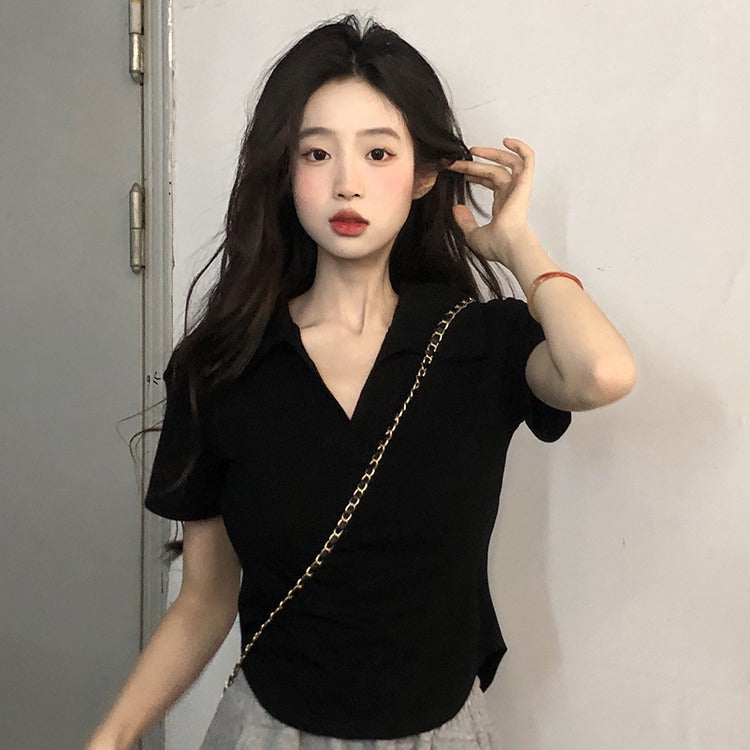 Top Scollo a Revers (Stile Polo) (S-XL)