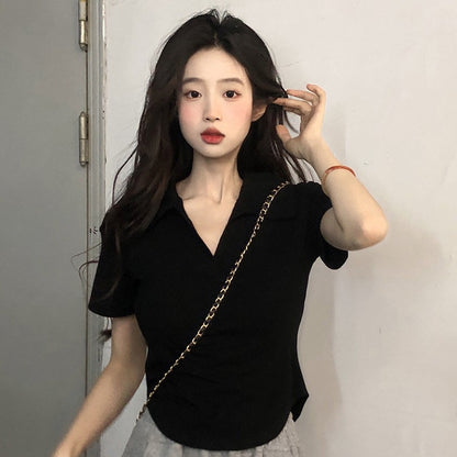 Top Scollo a Revers (Stile Polo) (S-XL)