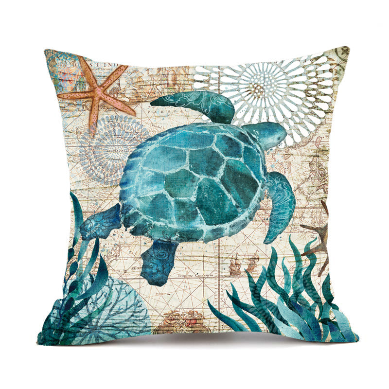 Ocean Turtle Print – Federa Decorativa con Stampa Tartaruga Marina