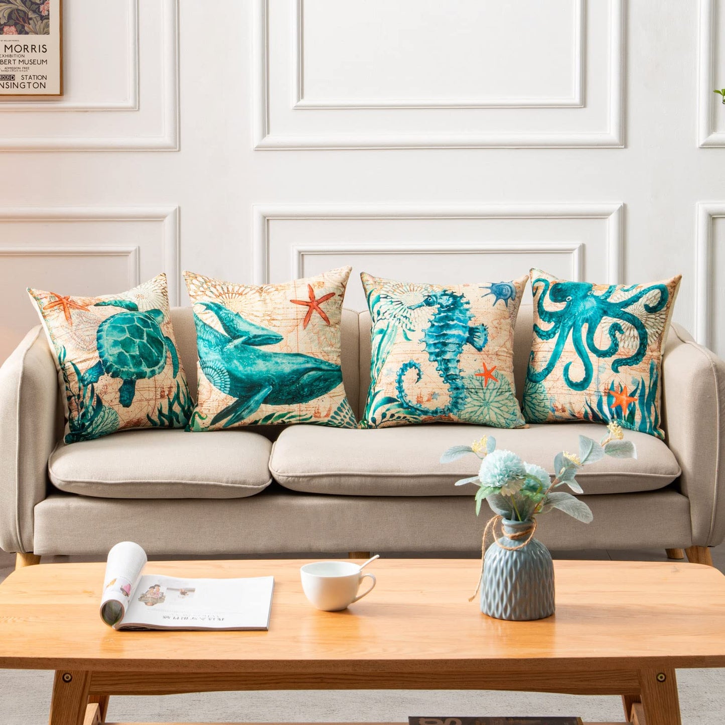 Ocean Turtle Print – Federa Decorativa con Stampa Tartaruga Marina