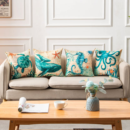 Ocean Turtle Print – Federa Decorativa con Stampa Tartaruga Marina