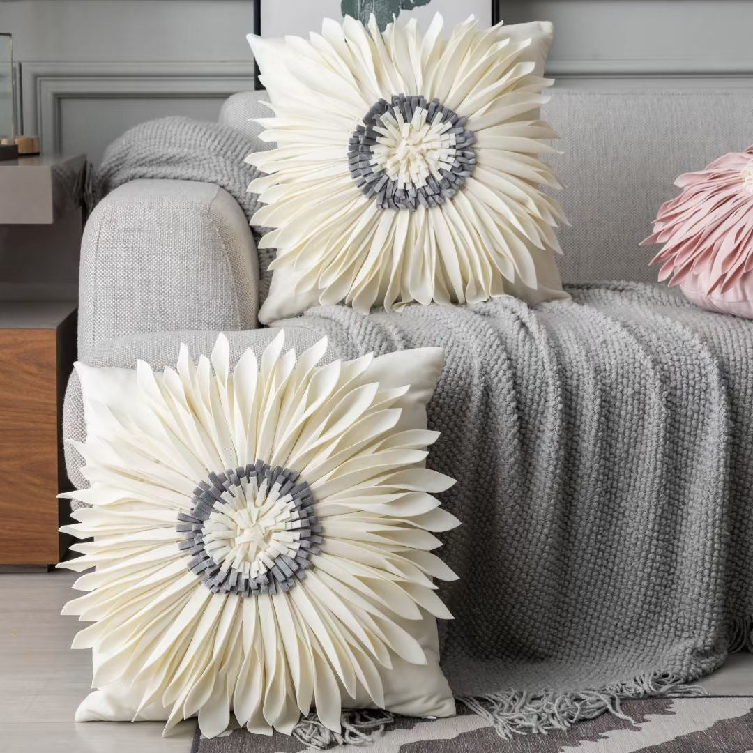 3D Chrysanthemum Velvet – Cuscino in Velluto con Cuciture a Fiore 3D